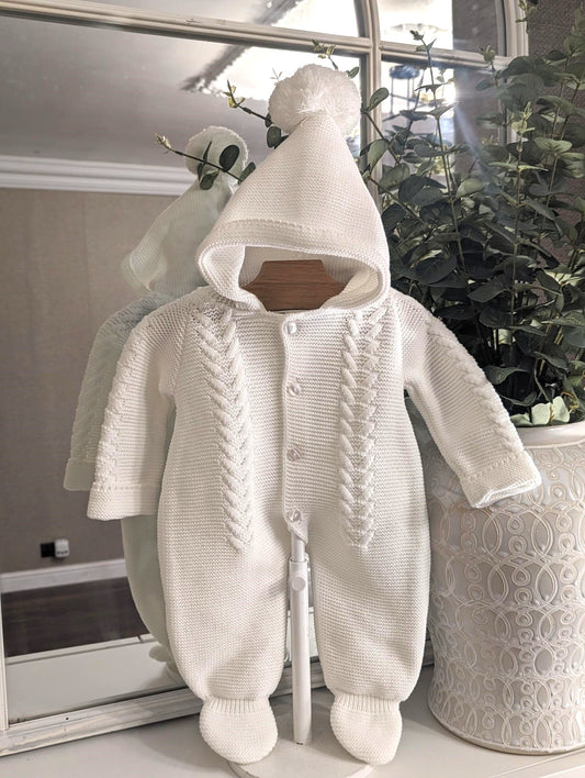 Pom-Pom Hood Onesie white